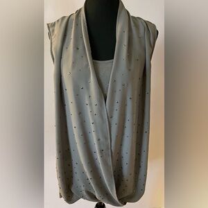 Ricki's Flowy Grey Sleeveless Embellished Top size L